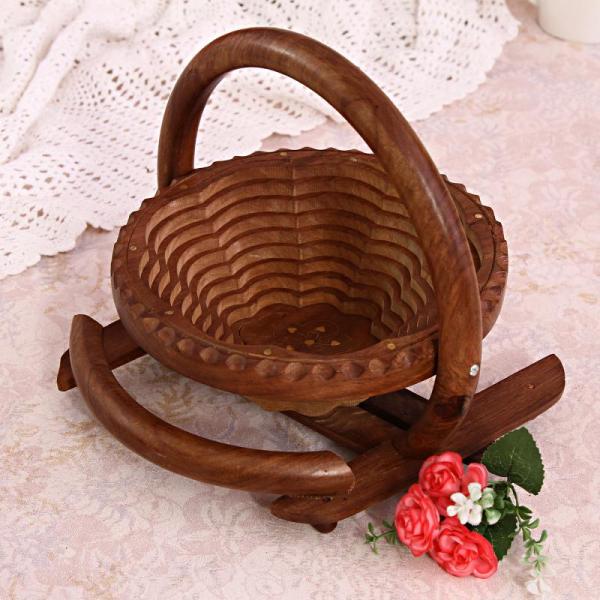 Modern Design Carved Wooden Basket Home decor Gift 29824 Buy Online