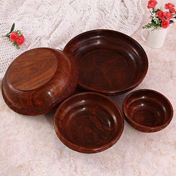 Set of Four Assorted Size Wooden Bowls