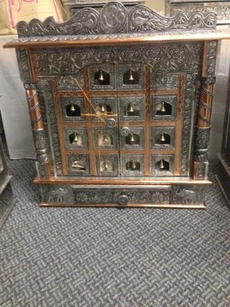 Copper Trim Small Pooja Mandir w/ Doors & Bells 18 X 07 Copper Trim Small Pooja Mandir w/ Doors & Bells 18 X 07