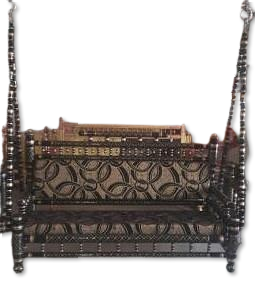 Traditional Indian Style Wooden Ceiling Jhula (Black)