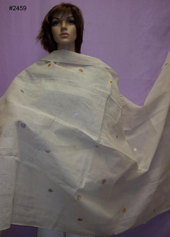 Scarf 2459 Cotton Beige Dupatta Chunni Shawl Wrap Shieno Sarees