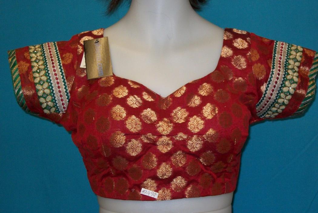 Red Golden Brocade Stitched Blouse Choli Medium Size Red Golden Brocade Stitched Blouse Choli Medium Size
