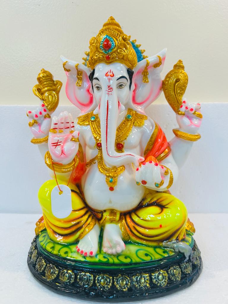Beautiful n Colorful Fiber Ganesh Statue - 12.75" # 12