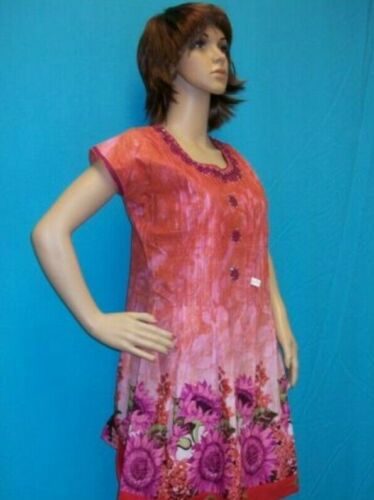 Kurti Orange Pink Cotton Size Medium Shieno Sarees #2521