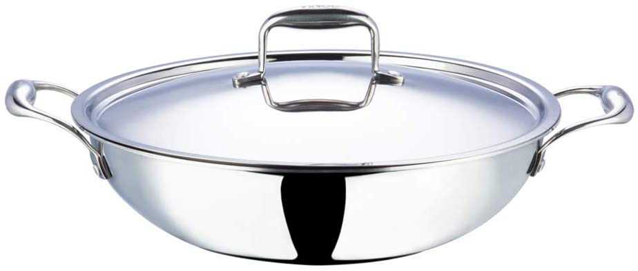 Vinod Platinum Extra Deep Kadai for Home and Kitchen, 26cm