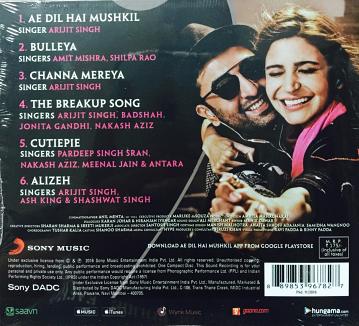 Ae Dil Hai Mushkil Movie Audio Music CD #26066 USA
