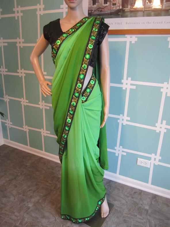 Beautiful Green Shaded Georgette Saree With Ready Blouse Beautiful Green Shaded Georgette Saree With Ready Blouse