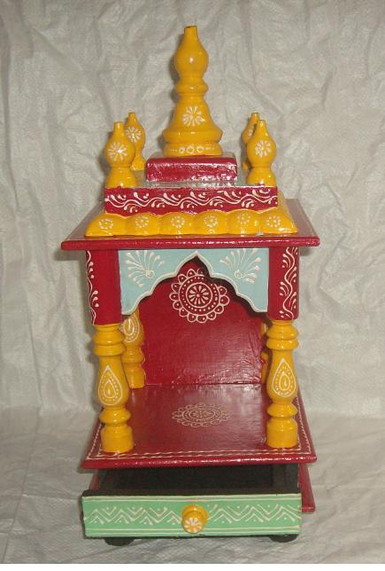 Mutli Color Handcrafted Traditional Wooden Mandir 8" X 11"