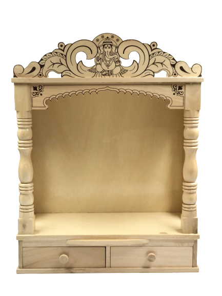 Intricate Carving  Sevan Wooden Open Temple - 2 Sizes 16" & 21"