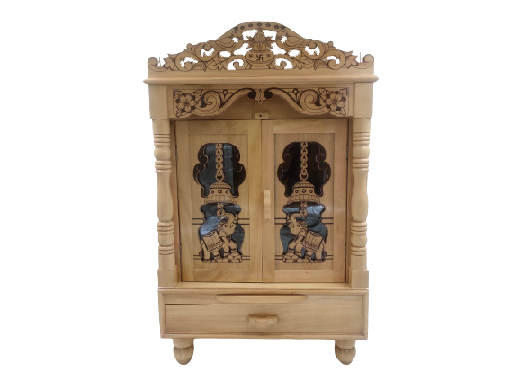 Traditional Sevan Wooden Pooja Temple Mandir w/ Doors 16" Traditional Sevan Wooden Pooja Temple Mandir w/ Doors 16"