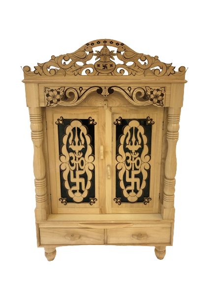 Traditional Design Carved Sevan Wooden Mandir w/ Doors - 2 Sizes 18" & 21" Traditional Design Carved Sevan Wooden Mandir w/ Doors - 2 Sizes 18" & 21"