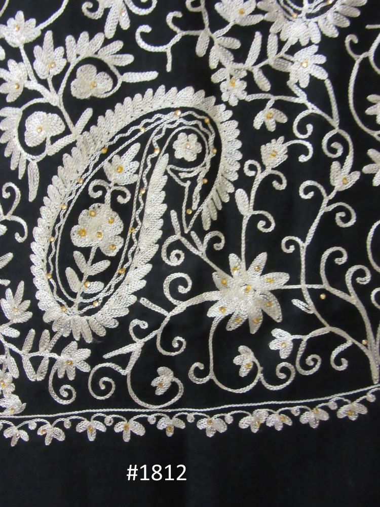 Shawl - Black White Embroidered Winter Wear Shawl Warm Wrap Shawl - Black White Embroidered Winter Wear Shawl Warm Wrap