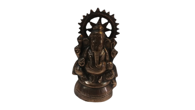 Small 11" Tall Carved Black Metal Ganesha Ganpati Statue Murti