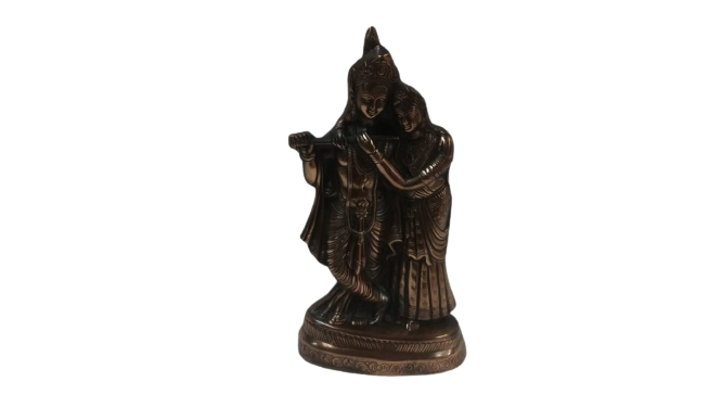 15" Tall Copper Look Artistic Black Metal Statue of Radha Krishna 15" Tall Copper Look Artistic Black Metal Statue of Radha Krishna