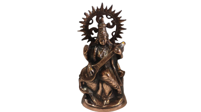 Artistic Black Metal Statue of Goddess Saraswati Maa 18" Tall Artistic Black Metal Statue of Goddess Saraswati Maa 18" Tall