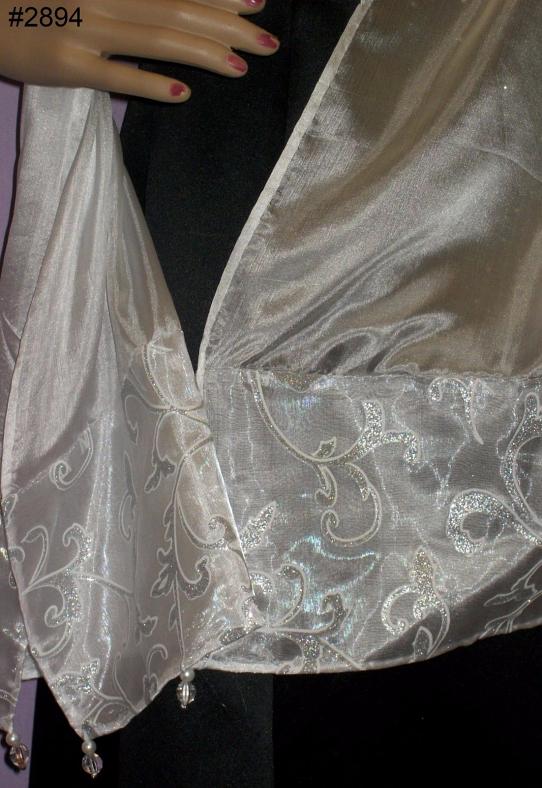 Silver Lace Silk Scarf Dupatta Shawl Wrap Stole for Women Silver Lace Silk Scarf Dupatta Shawl Wrap Stole for Women