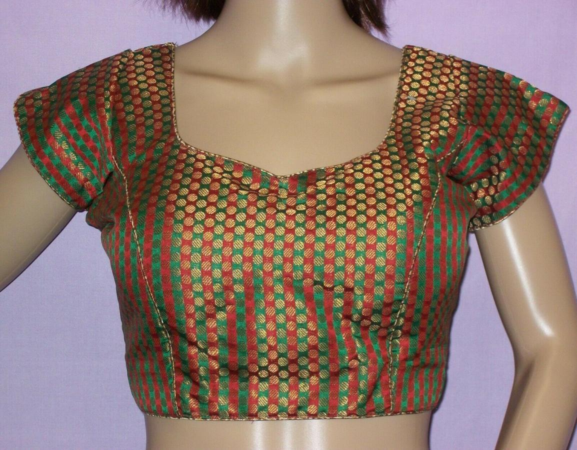 Choli 2914 Red Golden Brocade Saree Blouse Medium Size Shieno Sarees #2914 Choli 2914 Red Golden Brocade Saree Blouse Medium Size Shieno Sarees #2914