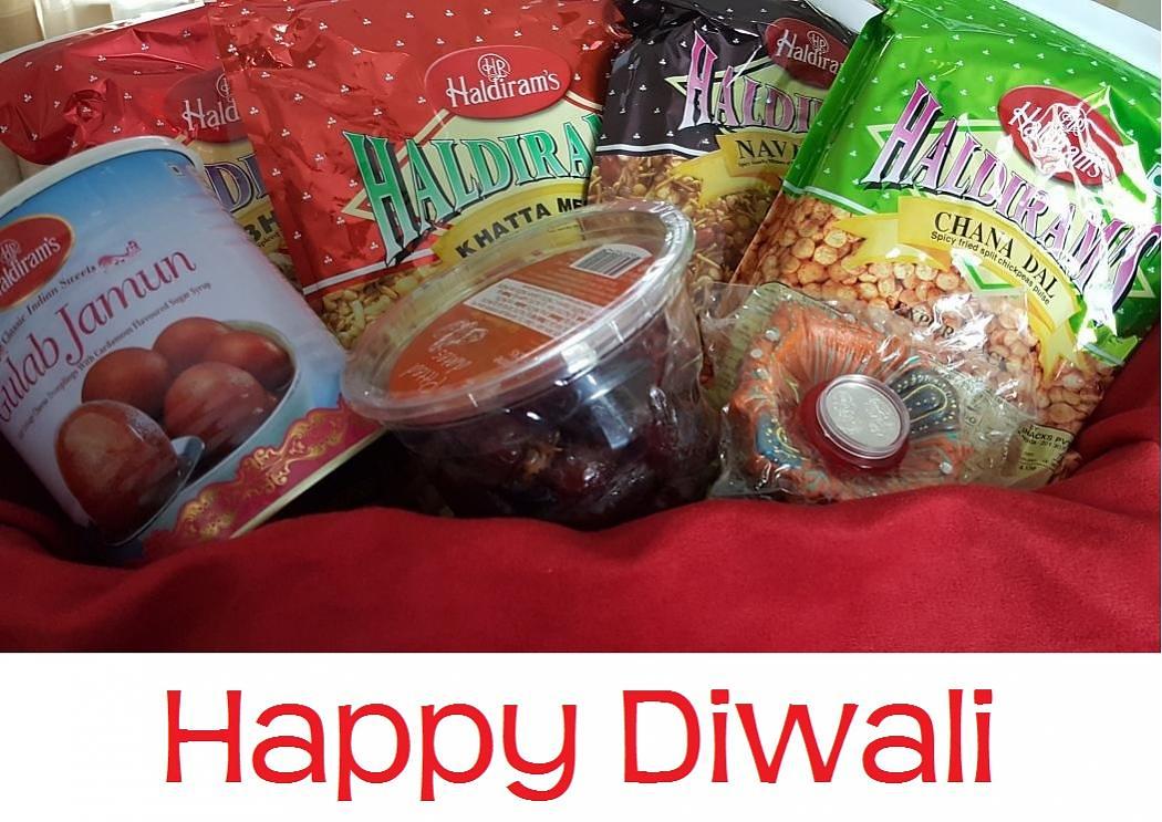 Diwali Gift Hamper w/ Mithai, Snacks, Silver Coin & Diya