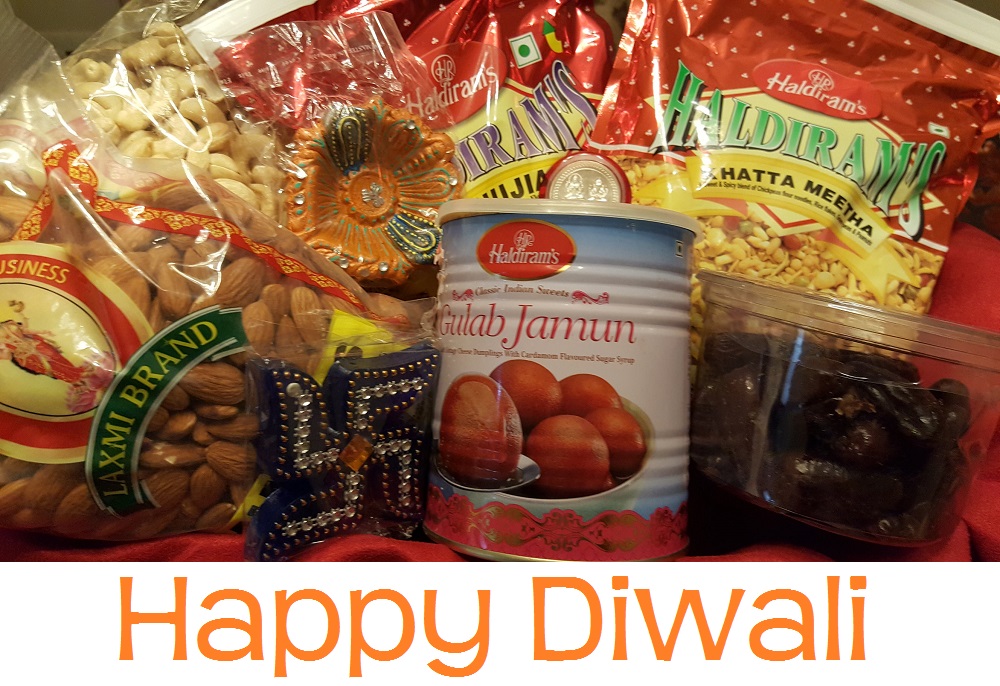 Diwali Gift Hamper w/ Mithai, Snacks, Dry Fruits, Silver Coin & Diya 