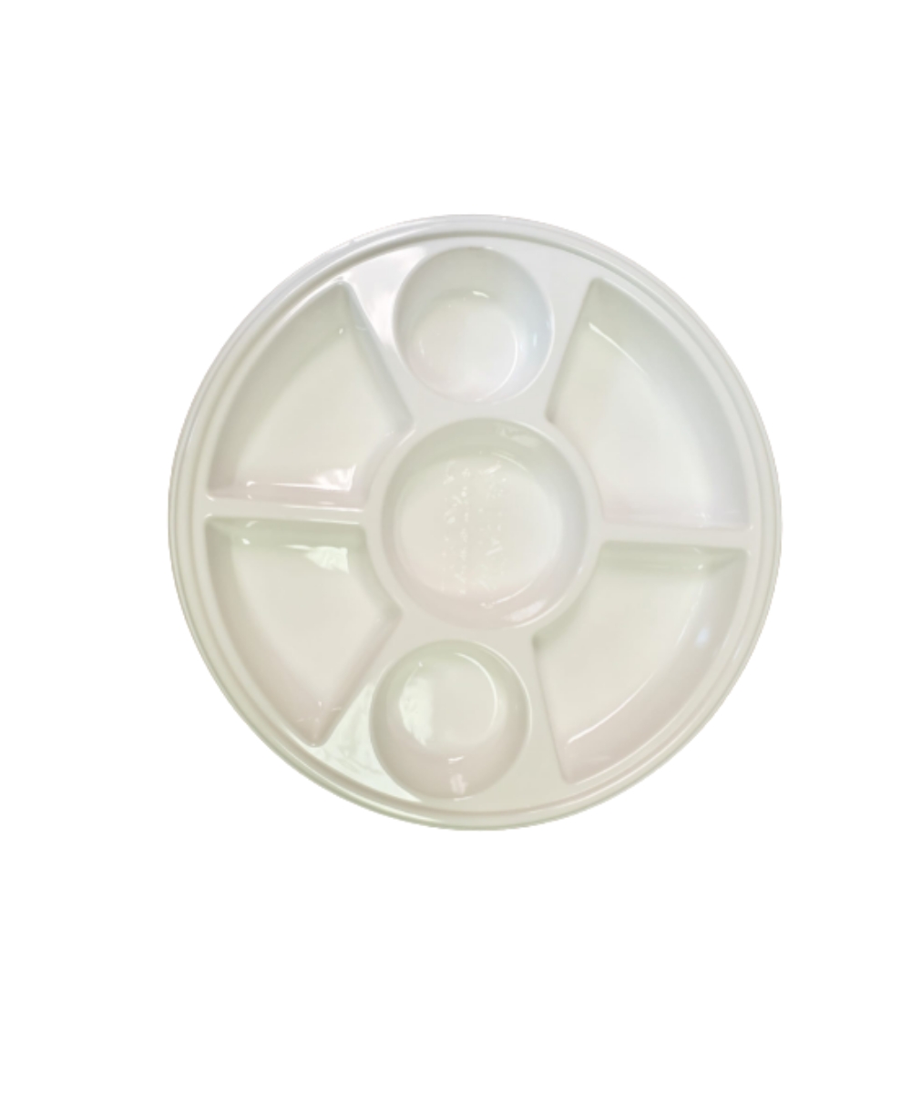 7 Compartment White Disposable Plates Indian Thali Plastic Tray (200