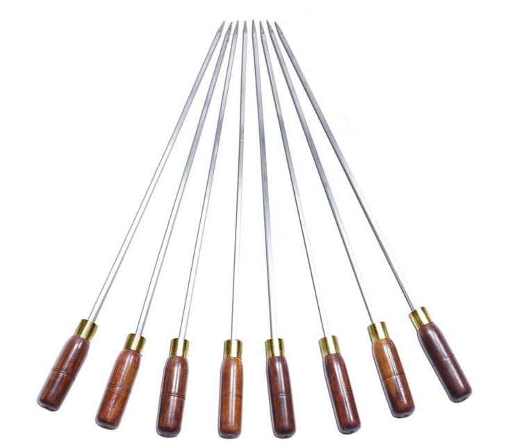 Kebab Sticks/Skewers for Tandoor w/ Wooden Handle Square 4/6/8mm 4 Pcs Kebab Sticks/Skewers for Tandoor w/ Wooden Handle Square 4/6/8mm 4 Pcs