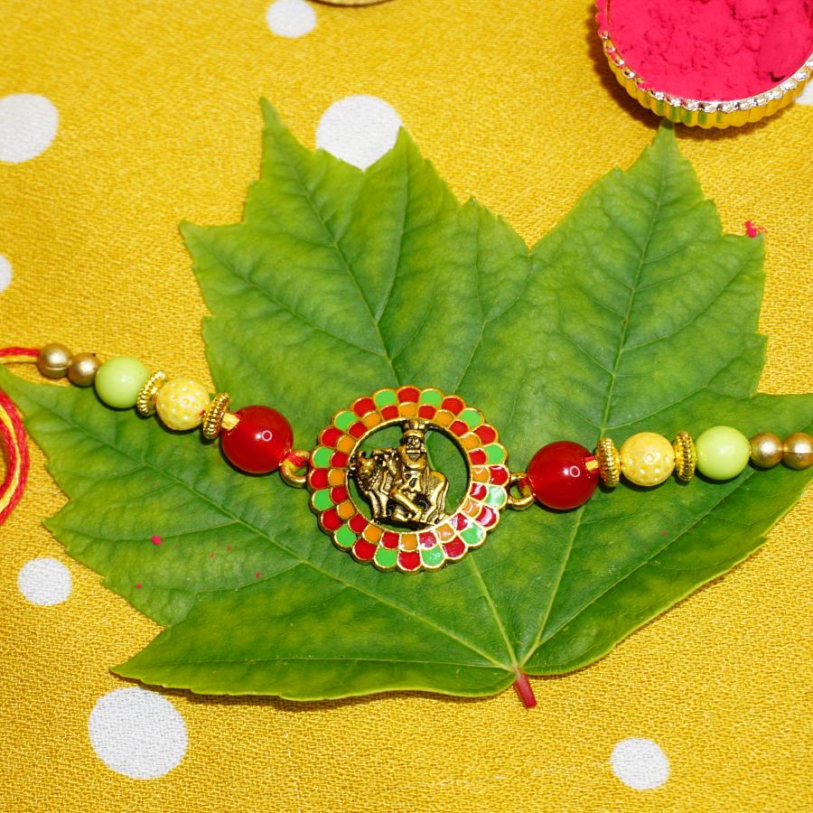 Divine Krishna Rakhi with Lots of Blessings + Roli & Chaval Divine Krishna Rakhi with Lots of Blessings + Roli & Chaval