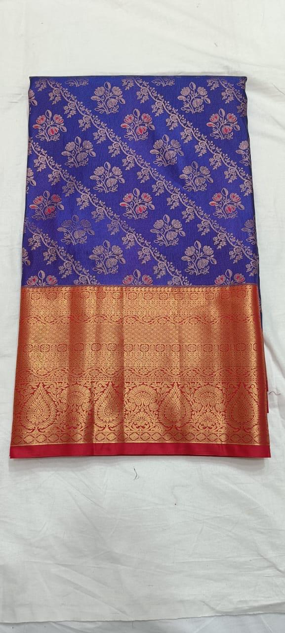 Blue with Red Border Pattu Saree