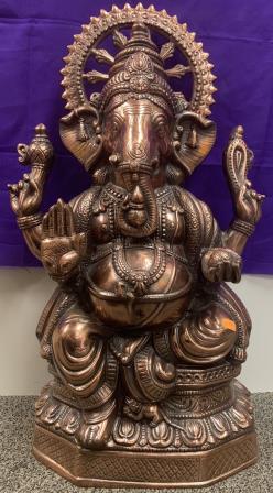 Artistic Black Metal Large Statue of God Ganesha 25" Tall