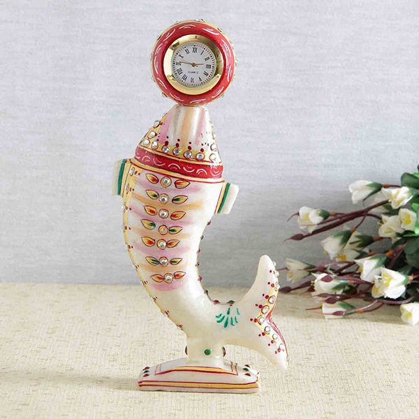 Fish Stand Marble w/ Mina Work Table Clock Watch