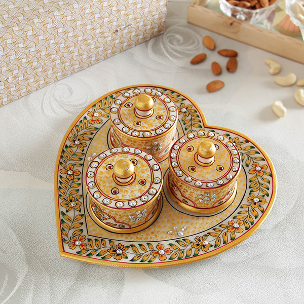 Heart Shaped Utility Tray Set w/ 3 Containers (Bowls)