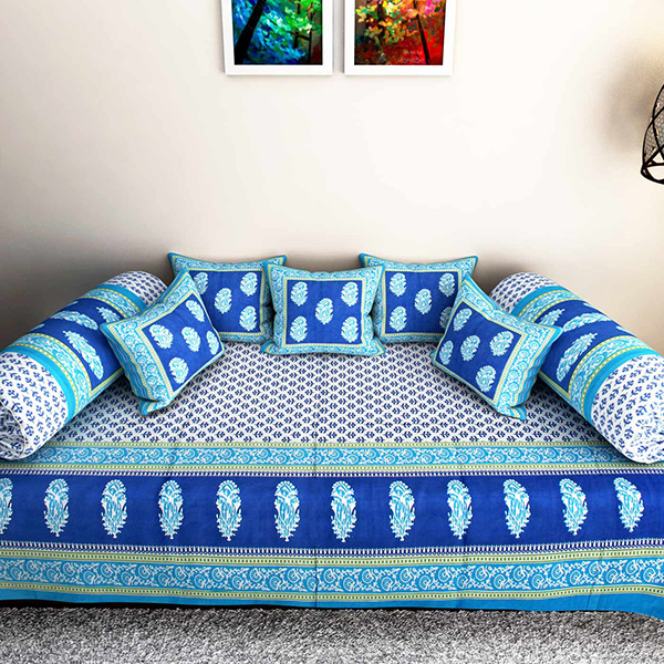 Cotton Diwan Sheet Set w/ Cushions 