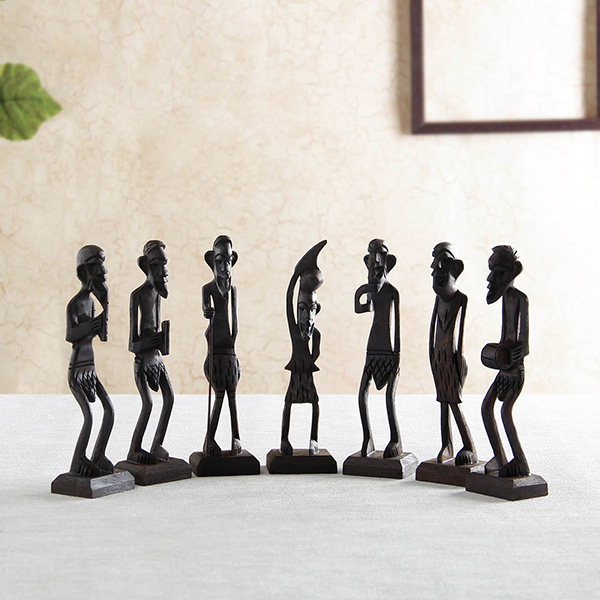 Set Of Seven Tribal Figures Showpiece Home decor 29688 Buy Wooden