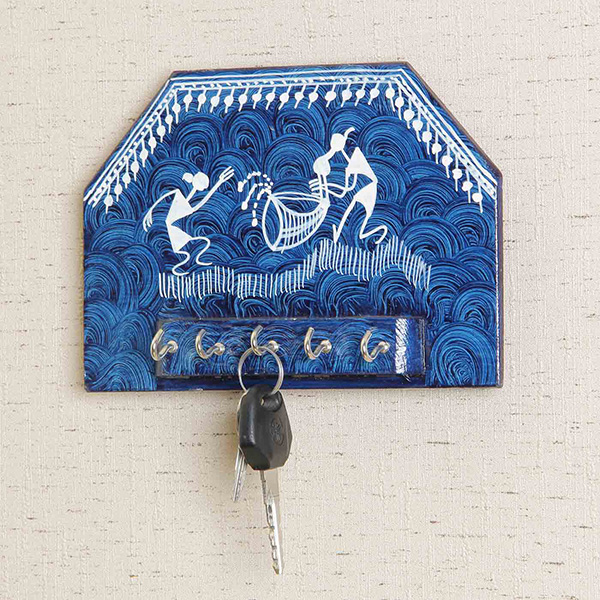 Wood Crafted Key Holder w/ Tribal Painting