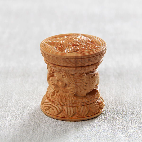 Wooden Carved Design Engraved Pin Holder