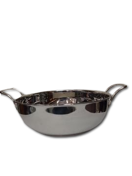 Stainless Steel Induction Bottom Base Kadai W/Handle For Home Kitchen Stainless Steel Induction Bottom Base Kadai W/Handle For Home Kitchen