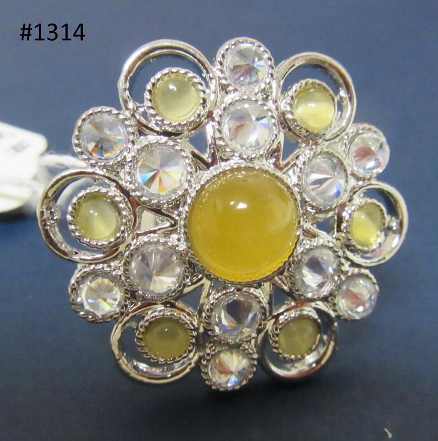 Ring 3051314 Indian Designer Finger Ring Silver Yellow Stone Shieno Sarees Ring 3051314 Indian Designer Finger Ring Silver Yellow Stone Shieno Sarees