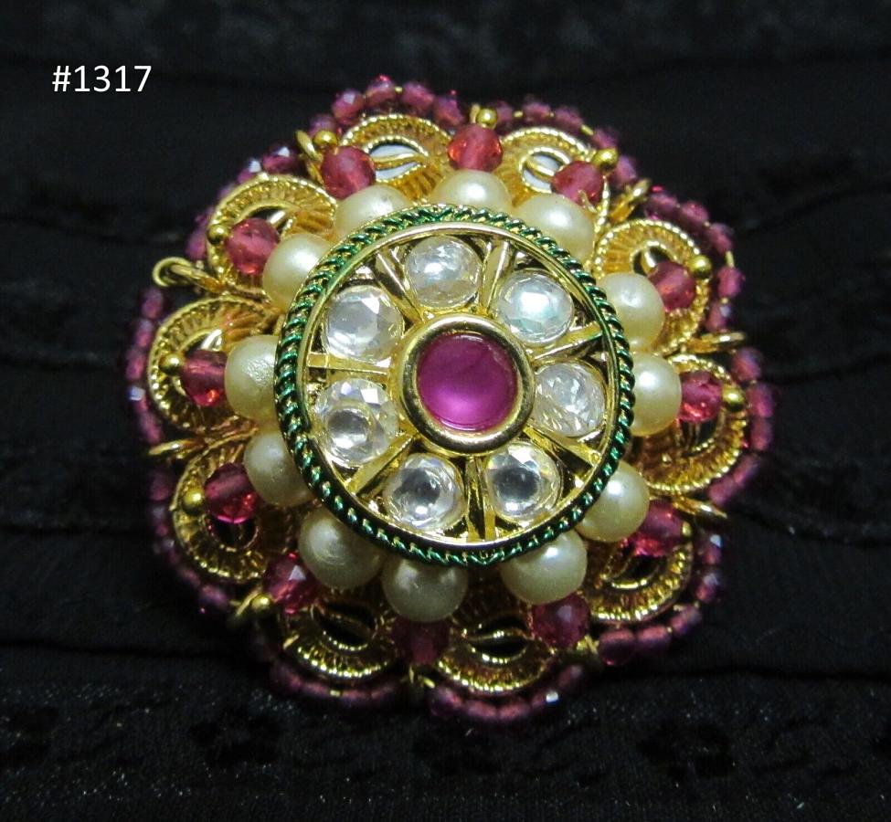 Ring 3051317 Indian Designer Finger Ring Golden Pink Stones Pearls Shieno S Ring 3051317 Indian Designer Finger Ring Golden Pink Stones Pearls Shieno S