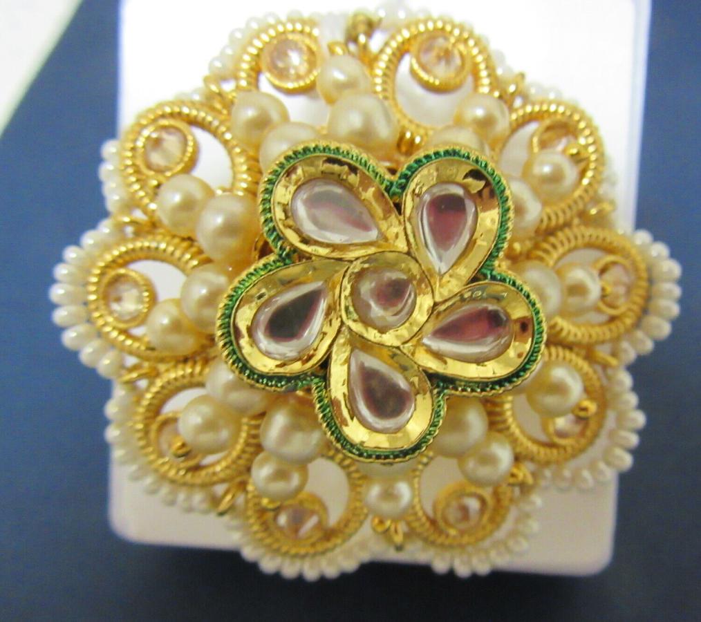 Ring 3051318 Indian Designer Finger Ring Golden Silver Stones Pearls Shieno Ring 3051318 Indian Designer Finger Ring Golden Silver Stones Pearls Shieno