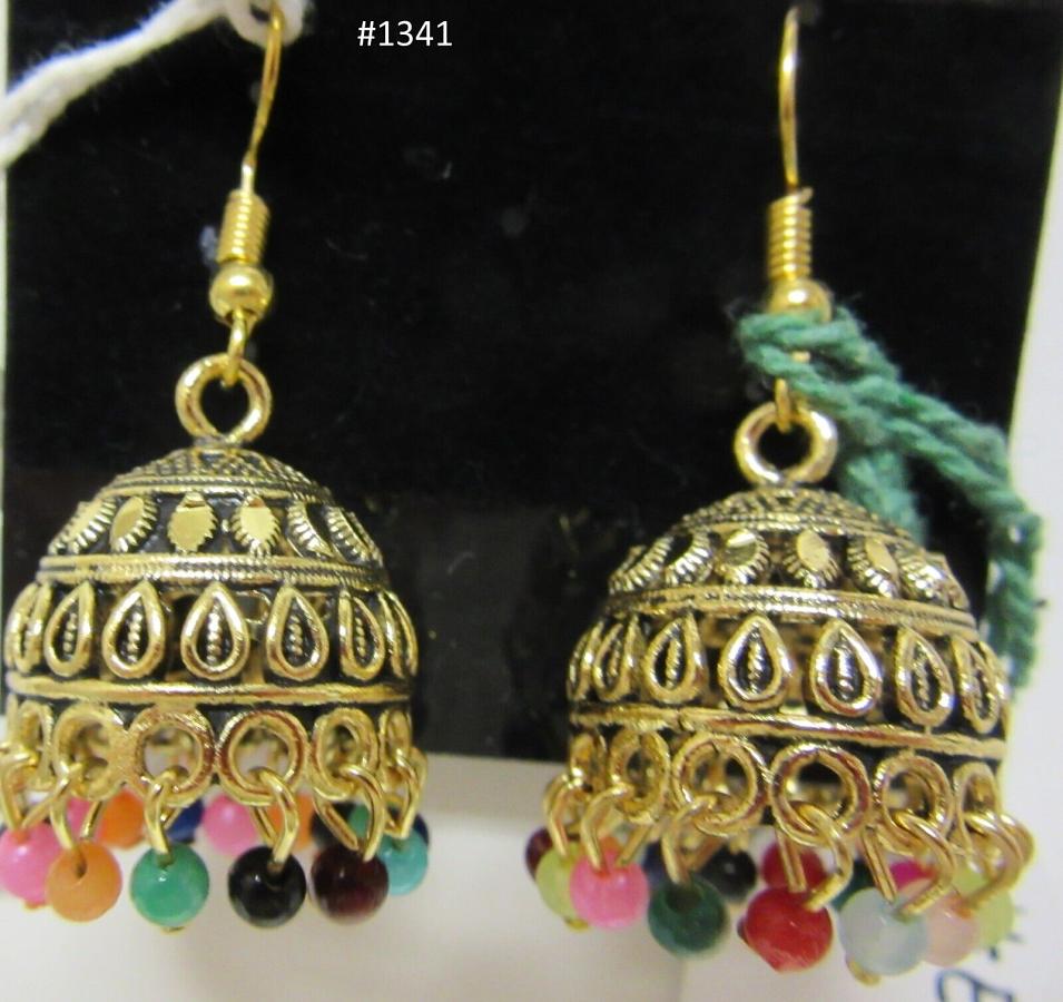 Earrings 3051341 Indian Designer Jhumka Earrings Golden Multi-color Shieno Earrings 3051341 Indian Designer Jhumka Earrings Golden Multi-color Shieno