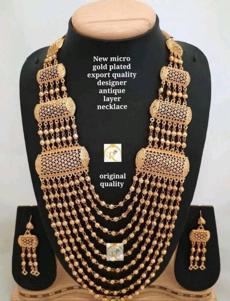 Necklace 3051593 Indian Designer Gold Finish Long Necklace Set Shieno Saree Necklace 3051593 Indian Designer Gold Finish Long Necklace Set Shieno Saree