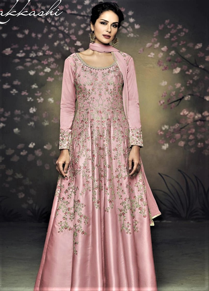 pink indo western gown