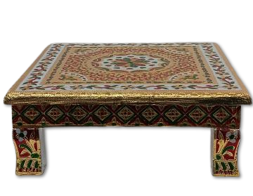 Golden Ethnic Traditional Meenakari Work Square Bajot 12" - 24" Golden Ethnic Traditional Meenakari Work Square Bajot 12" - 24"