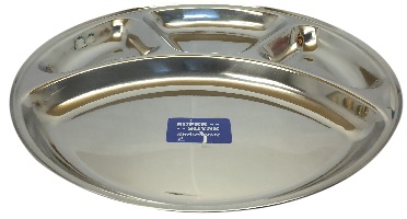 Round Stainless Steel Thali / Plate / Tray w/ 4 Sections 11" Round Stainless Steel Thali / Plate / Tray w/ 4 Sections 11"