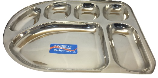U Shape Stainless Steel Thali / Plate w/ 6 Fancy Compartments 9.5"X13.5" U Shape Stainless Steel Thali / Plate w/ 6 Fancy Compartments 9.5"X13.5"