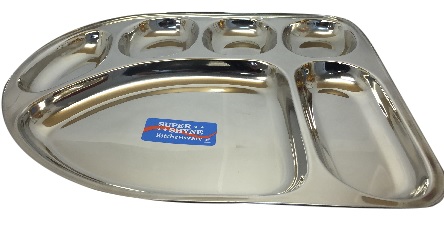 Stainless Steel 6 Compartment Thali / Plate / Tray in U Shape 12"X15" Stainless Steel 6 Compartment Thali / Plate / Tray in U Shape 12"X15"