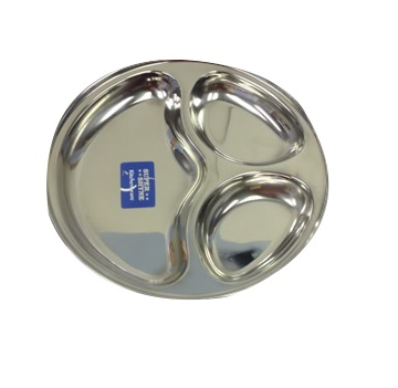 Stainless Steel Appetizer / Pav Bhaji Thali Plate w/ 3 Section 10.5" Stainless Steel Appetizer / Pav Bhaji Thali Plate w/ 3 Section 10.5"