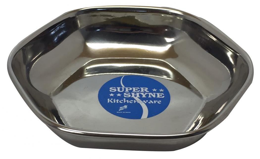 Stainless Steel Snack Plate / Katori in Hexagon Shape (12 pcs) Stainless Steel Snack Plate / Katori in Hexagon Shape (12 pcs)