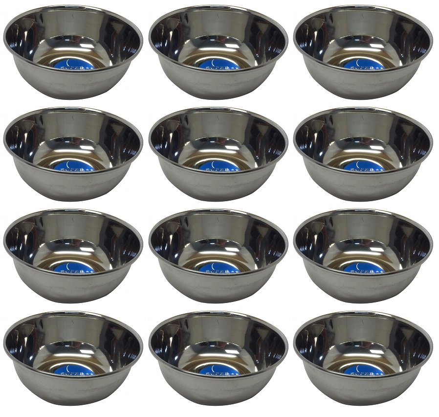 Stainless Steel Wide Bowl Mouth 4" Spherical Set of 12 Pcs