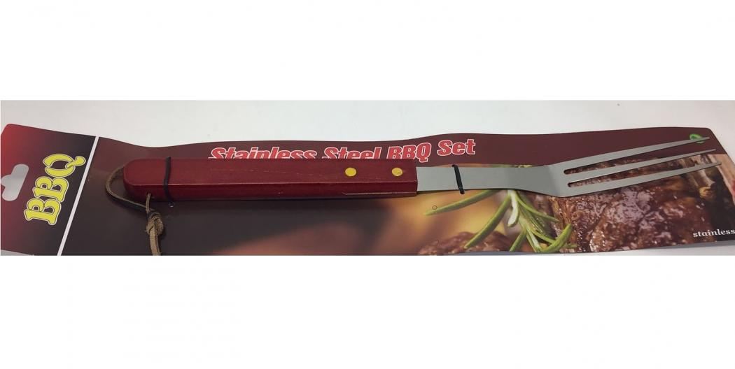 Stainless Steel BBQ Fork w/ Wooden Handle