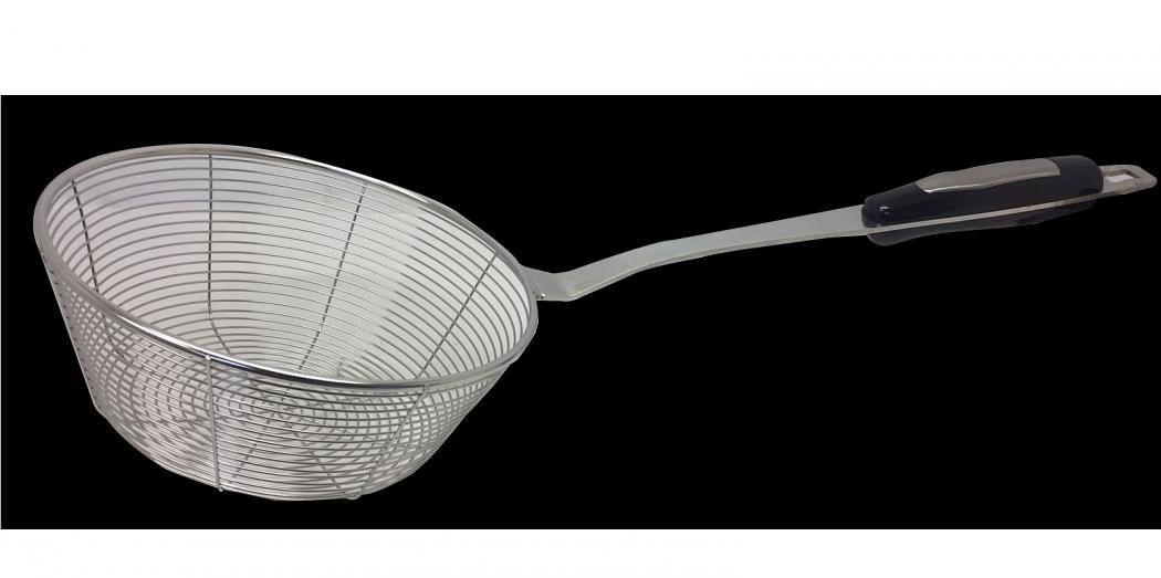 Stainless Steel Deep Fry Strainer w/ Insulated Handle - 3 Sizes Stainless Steel Deep Fry Strainer w/ Insulated Handle - 3 Sizes
